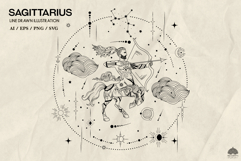 Sagittarius Zodiac sign line drawing Svg Png Eps Product Image 2