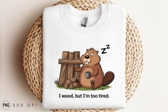Cartoon Beaver Sleeping Near Woodpile Sublimation PNG Product Image 3