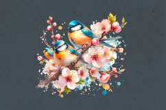 Watercolor Spring Birds Clipart PNG, Sublimation Product Image 2