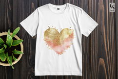 Gold Glitter Watercolor Heart Clipart Sublimation PNG Product Image 2