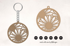 Floral Round Keychain Laser Cut SVG Product Image 1