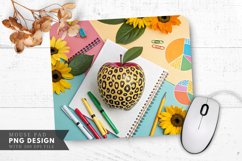 Leopard Print Apple Sunflowers and Pencils Mouse Pad PNG Product Image 1