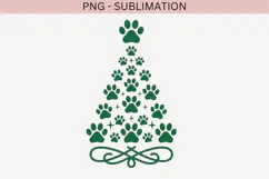 Paw print Christmas tree png design for T-shirts Product Image 2