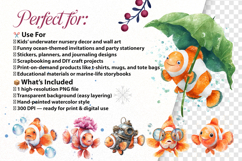 Quirky Clownfish Watercolor Clipart Bundle 44 PNG Product Image 2