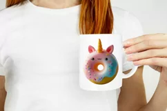 Cute Unicorn Illustration, 3D Donut PNG, 3D Unicorn PNG Product Image 2