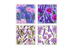 Aster Flower &amp; Lavender Flower Digital Paper Product Image 2