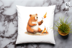 Watercolor Campfire Bear Clipart Sublimation PNG Product Image 3