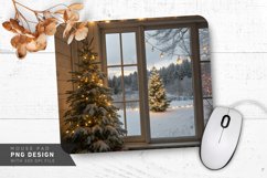 Festive Christmas Tree Scene Mouse Pad PNG Design Product Image 1