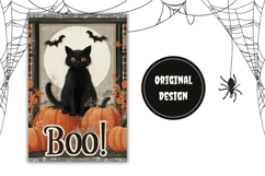 Boo Halloween Garden Flag, Halloween Black Cat Garden Flag Product Image 2