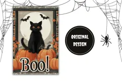 Boo Halloween Garden Flag, Halloween Black Cat Garden Flag Product Image 2