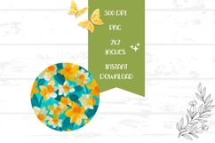 Narcissus Earrings, Art Flowers Round Earrings Sublimation Product Image 2