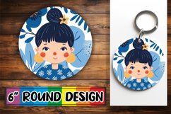 Beauty Portrait Round Design Sublimation with Flowers PNG Product Image 1