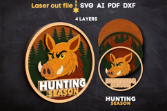 Boar Hunting SVG laser cut files for Glowforge Product Image 2