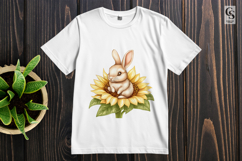 Cute Bunny with Sunflower Watercolor Clipart Sublimation PNG Product Image 2