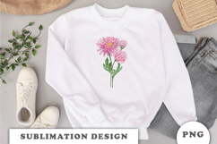 Watercolor Chrysanthemum Flowers Bouquet png Product Image 2