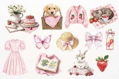 Pink Picnic Girl Clipart 15 PNG Summer Fashion Watercolor Product Image 2