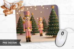 Festive Nutcracker Soldiers with Christmas Trees Mouse Pad Product Image 1