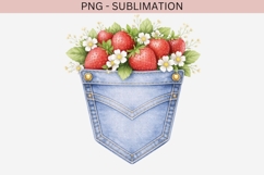 Denim pocket strawberries png design for T-shirts Product Image 2