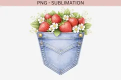 Denim pocket strawberries png design for T-shirts Product Image 2