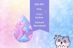 Pastel Teardrop Earring Template, Fluid Art Earring Design Product Image 2
