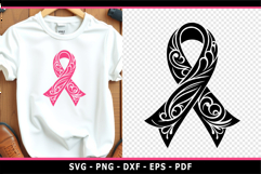 Flourish black and pink breast cancer ribbon awareness SVG Product Image 2