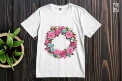 Pink Floral Wreath Roses Clipart Sublimation PNG Product Image 2