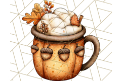 Fall Drink Clipart PNG, Cozy Autumn Cocoa and Latte Art Product Image 2