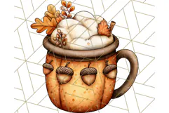 Fall Drink Clipart PNG, Cozy Autumn Cocoa and Latte Art Product Image 2