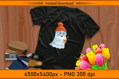 Cute Ghost with Orange Drink Halloween Sublimation PNG Product Image 2