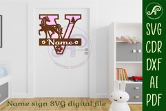 Unicorn Capital Monogram Letter name sign V SVG Product Image 2