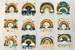 Watercolor Rainbow Clipart, Cute Rainbow PNG, Floral Rainbow Product Image 1