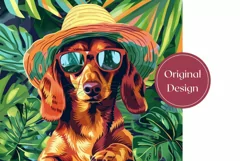 Summer Dog Tumbler Wrap Design, Dachshund Tumbler Design Product Image 2