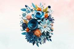 3d sublimation Blue Floral Bouquet Clipart Bundle, 3D Product Image 2