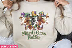 Mardi Gras Heifer PNG, Mardi Gras Sublimation PNG Product Image 1