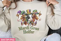 Mardi Gras Heifer PNG, Mardi Gras Sublimation PNG Product Image 1