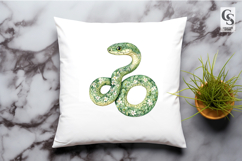 Watercolor Floral Snake Clipart Sublimation PNG Product Image 2