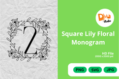 Square Lily Floral Monogram Product Image 1