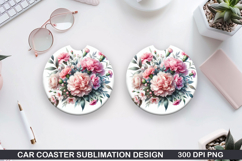 Roses Car Coaster Sublimation| Mother's Day Coaster PNG Product Image 1