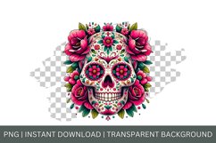 Skull watercolor, Floral skull art, Gothic flowers Clipart Product Image 2