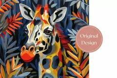 Giraffe Tumbler Wrap, Tropical Leaves Tumbler Sublimation Product Image 2