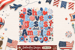 She Loves Jesus And America too Sublimation Design Product Image 1