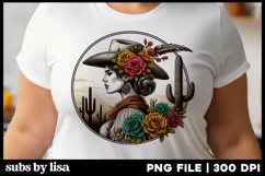 Western Cowgirl Sublimation Design PNG Product Image 2