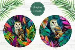 Colorful Owl Car Coasters PNG, Tropical Birds Coaster Design Product Image 2