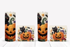 Knitted Halloween Tumbler, Halloween Black Cat Tumbler Print Product Image 2