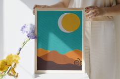Sunset Mountain Bicycle Minimalist Pillow Design Product Image 2