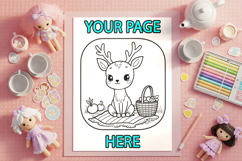 Playful girly 8.5x11 coloring page mockup Product Image 3