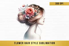 flower hair style sublimation, hair style woman clipart Product Image 4