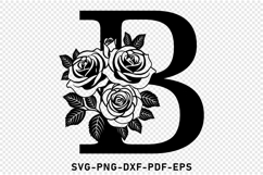 Rose Flower Monogram Letters, Monogram Font SVG Cut Files Product Image 2