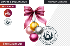 Christmas Baubles Clipart, Festive Holiday Ornaments PNG Product Image 1