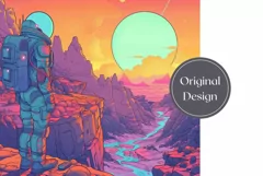Vintage Sci-Fi Tumbler Wrap, Astronaut Tumbler Sublimation Product Image 2